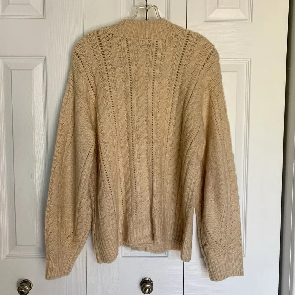 ELIE ELIE TAHARI Women Cable Knit Cardigan S/P Beige